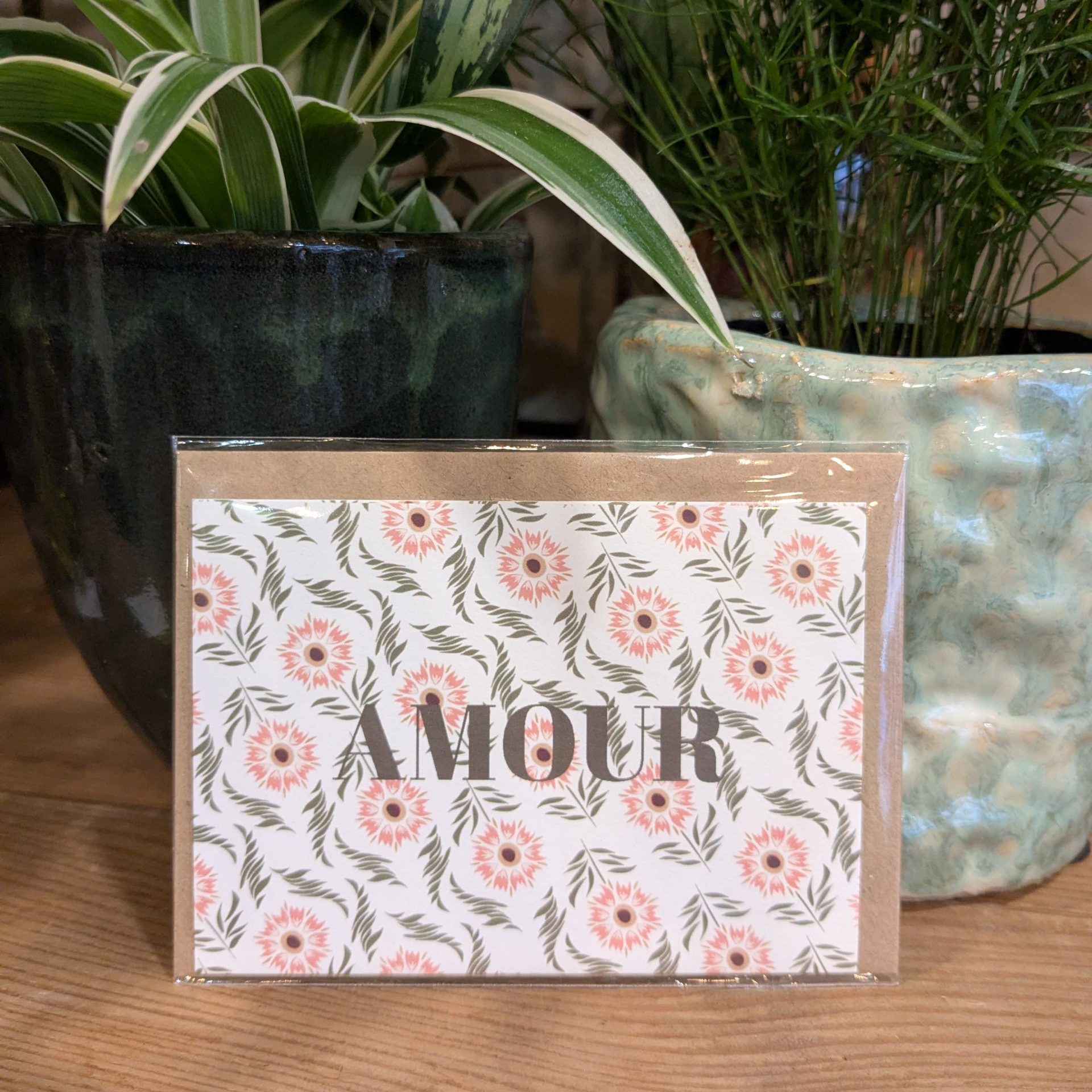 Carte message fleurie "Amour"