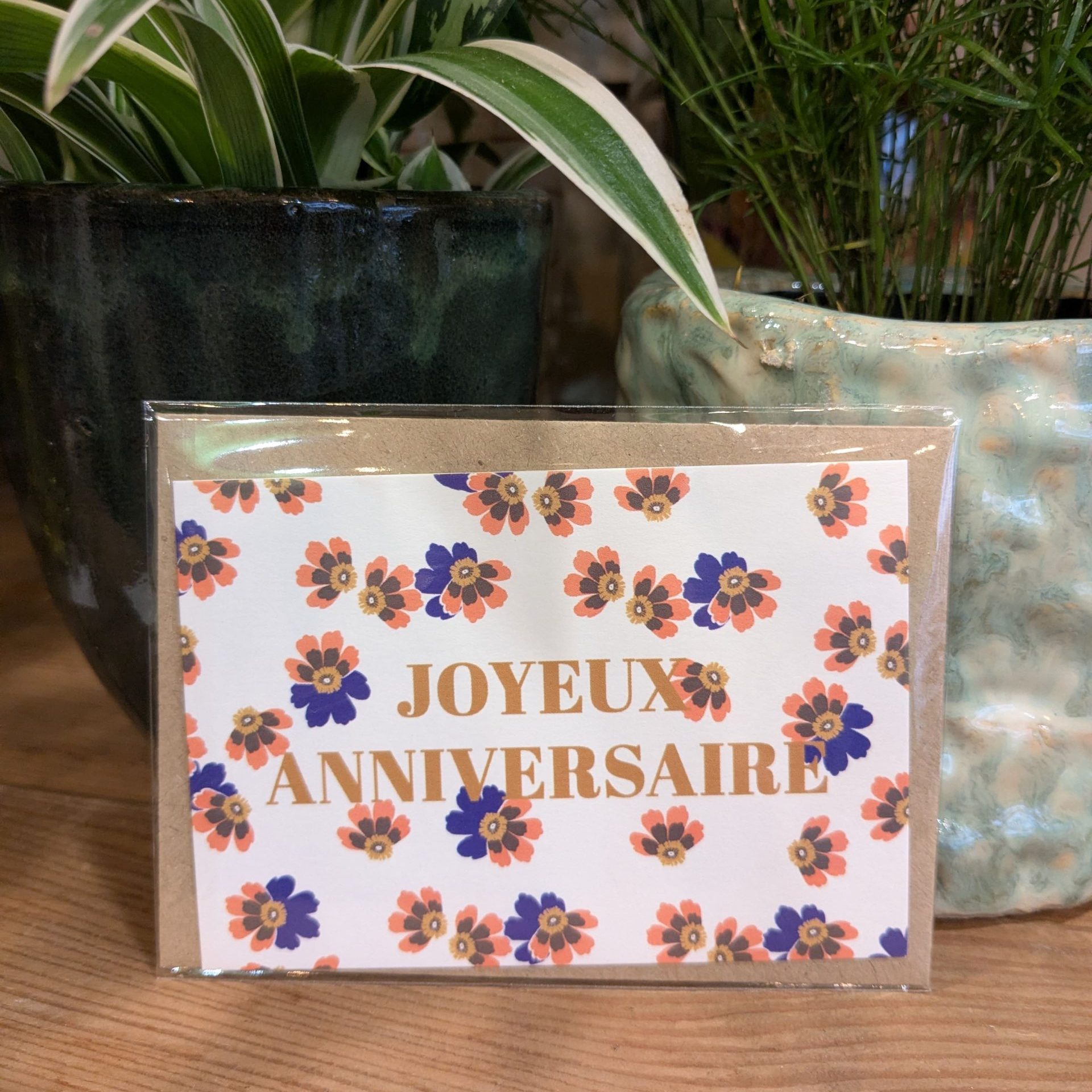 Carte message fleurie "Joyeux Anniversaire"